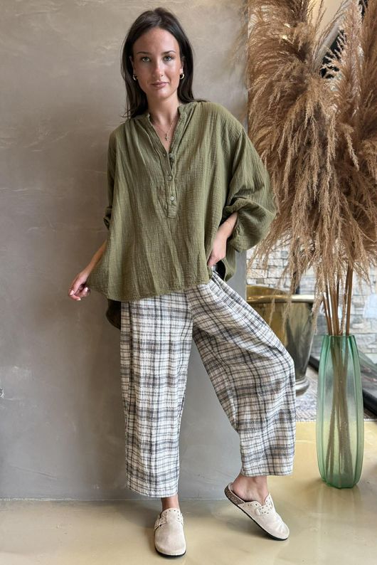 Suri Cushion Cotton Laurie Blouse Deep Olive